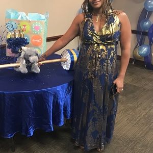 Gorgeous Navy blue and gold maxi dress!!!